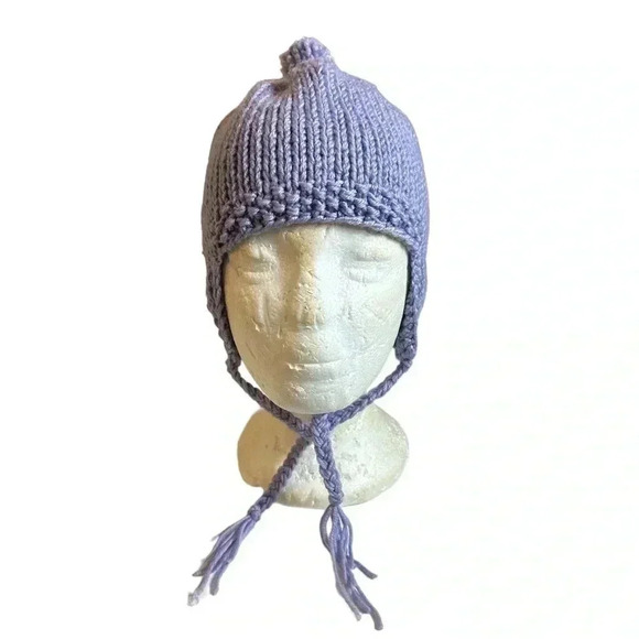 Crochet Baby Hat Pattern With Earflaps Baby Toddler Purple - Picture 2 of 5